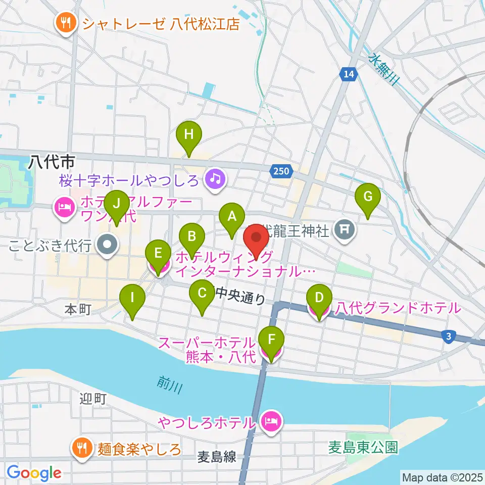 八代トヨオカ地建アリーナ周辺のホテル一覧地図