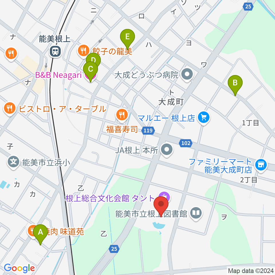 根上総合文化会館タント周辺のホテル一覧地図