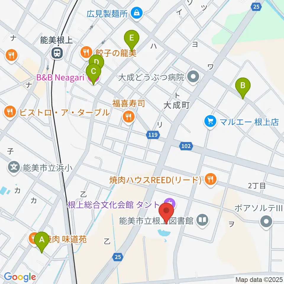 根上総合文化会館タント周辺のホテル一覧地図
