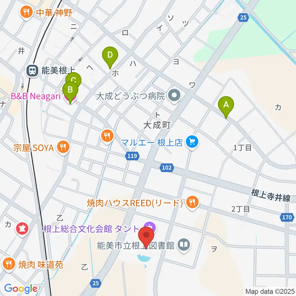 根上総合文化会館タント周辺のホテル一覧地図