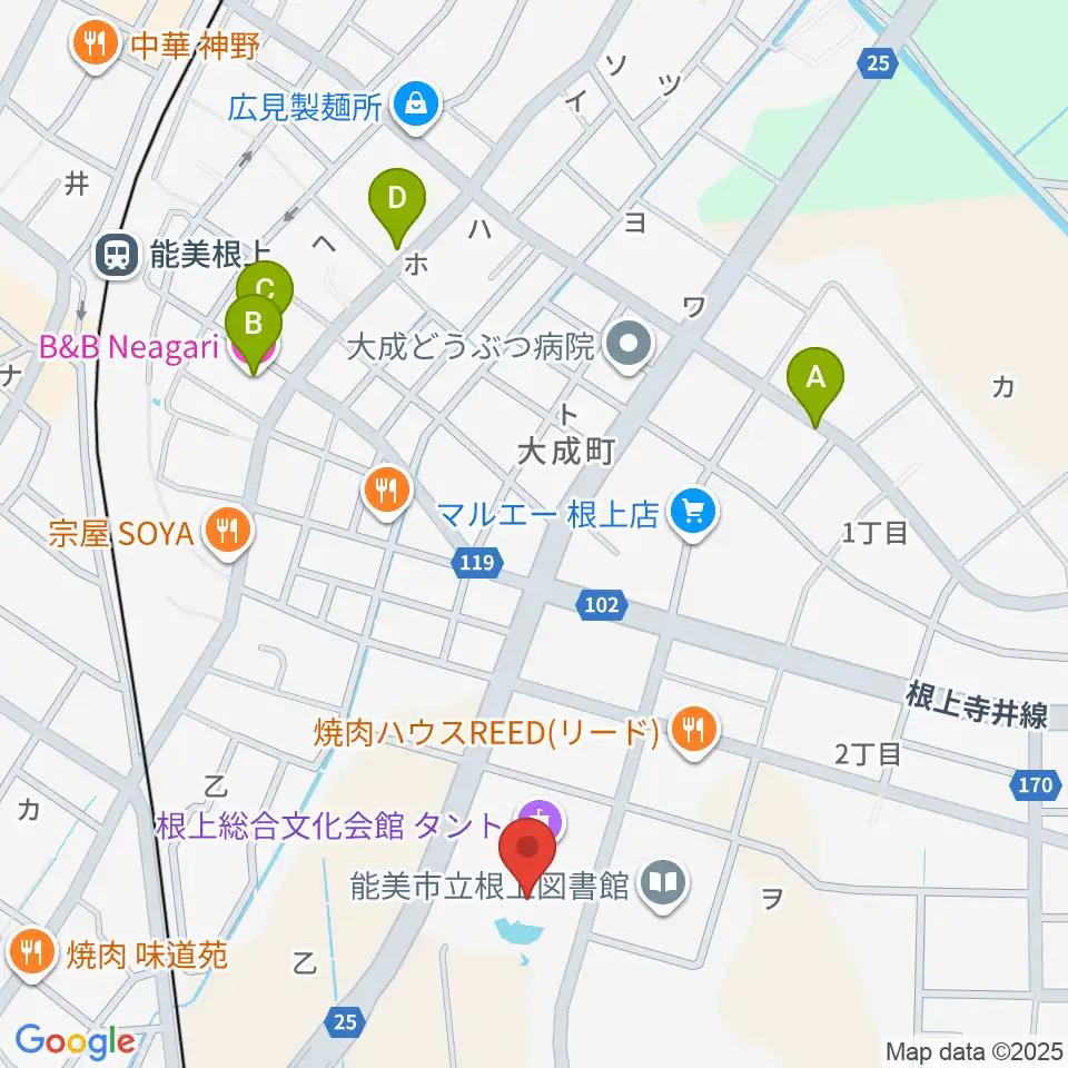 根上総合文化会館タント周辺のホテル一覧地図