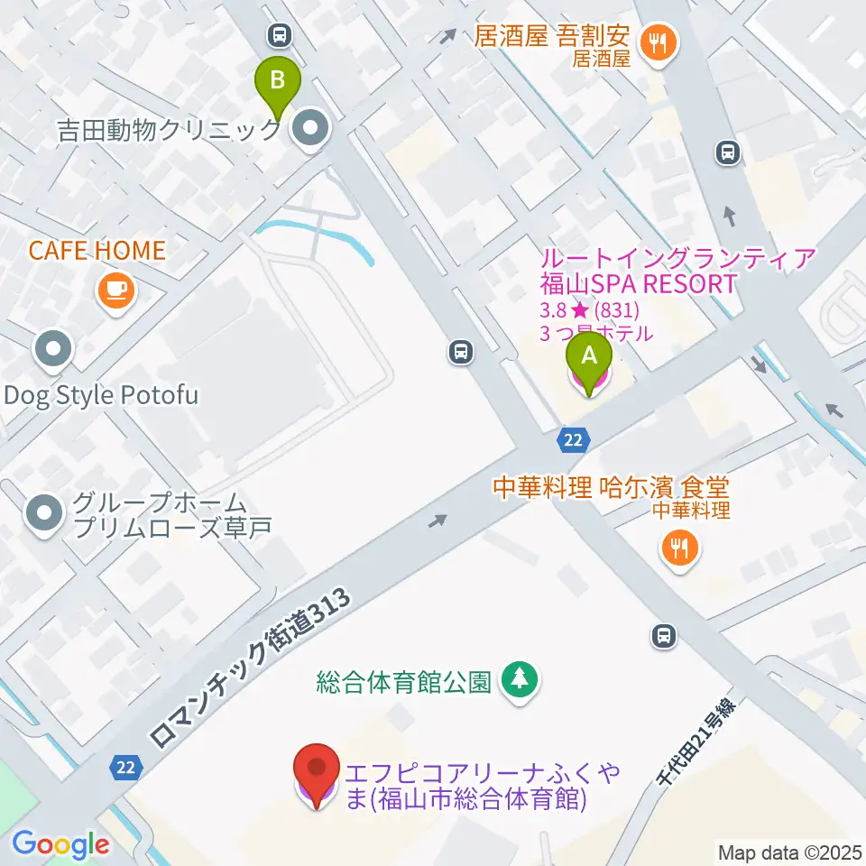 エフピコアリーナふくやま周辺のホテル一覧地図