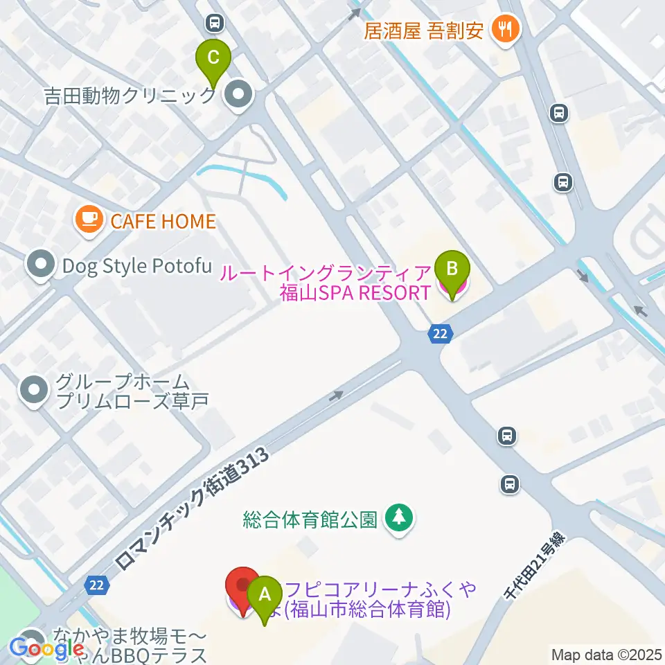 エフピコアリーナふくやま周辺のホテル一覧地図