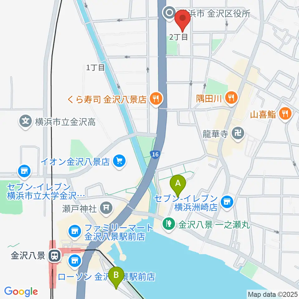 横浜市金沢公会堂周辺のホテル一覧地図