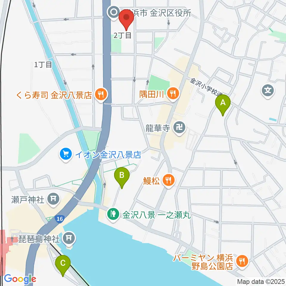 横浜市金沢公会堂周辺のホテル一覧地図