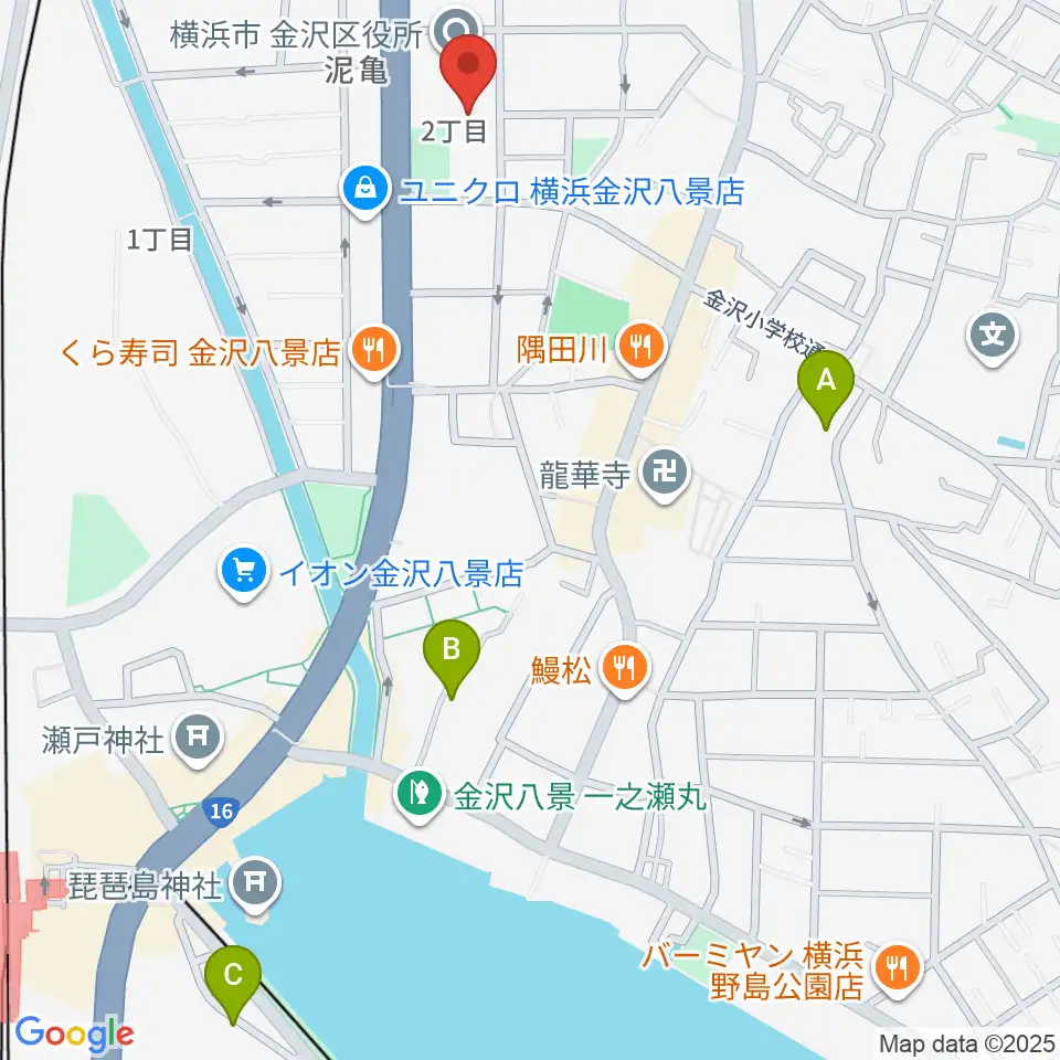 横浜市金沢公会堂周辺のホテル一覧地図