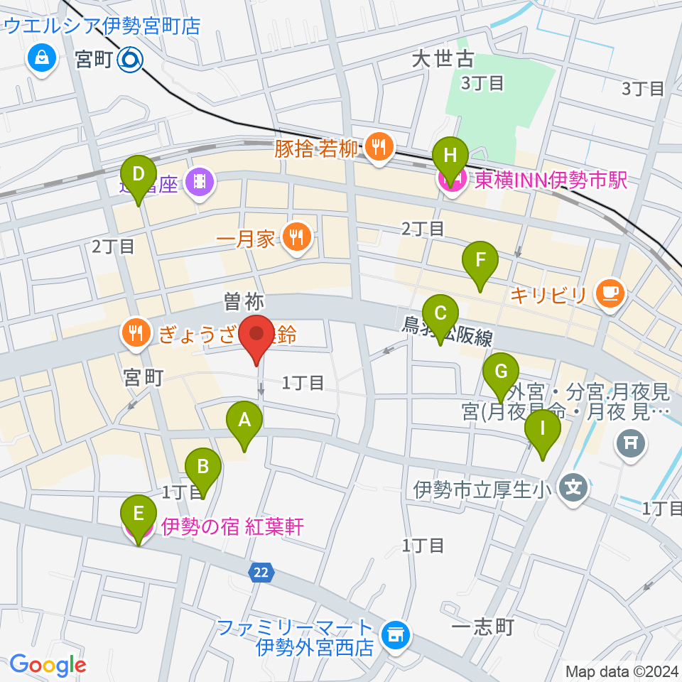 伊勢BARRET周辺のホテル一覧地図