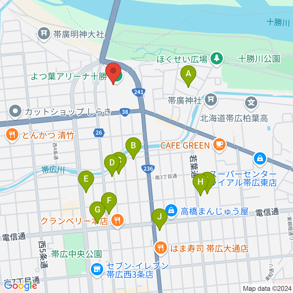 よつ葉アリーナ十勝周辺のホテル一覧地図