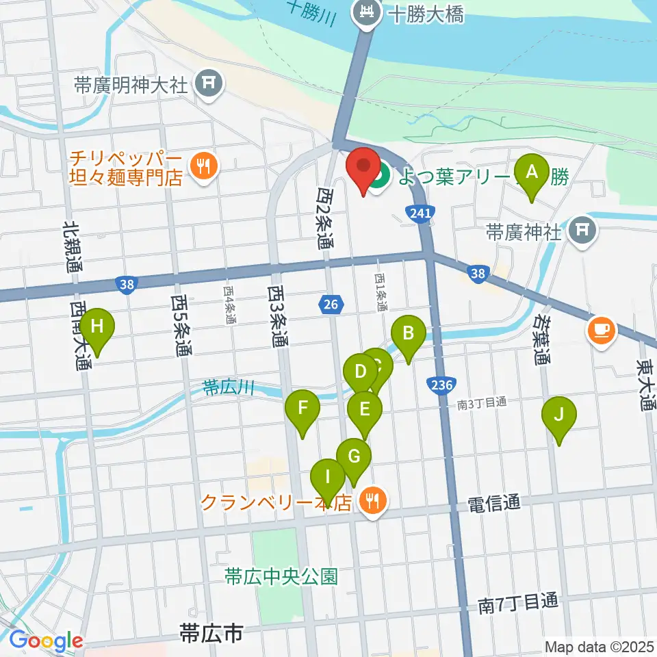 よつ葉アリーナ十勝周辺のホテル一覧地図