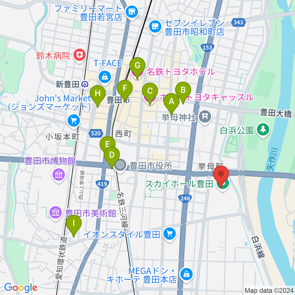 スカイホール豊田周辺のホテル一覧地図