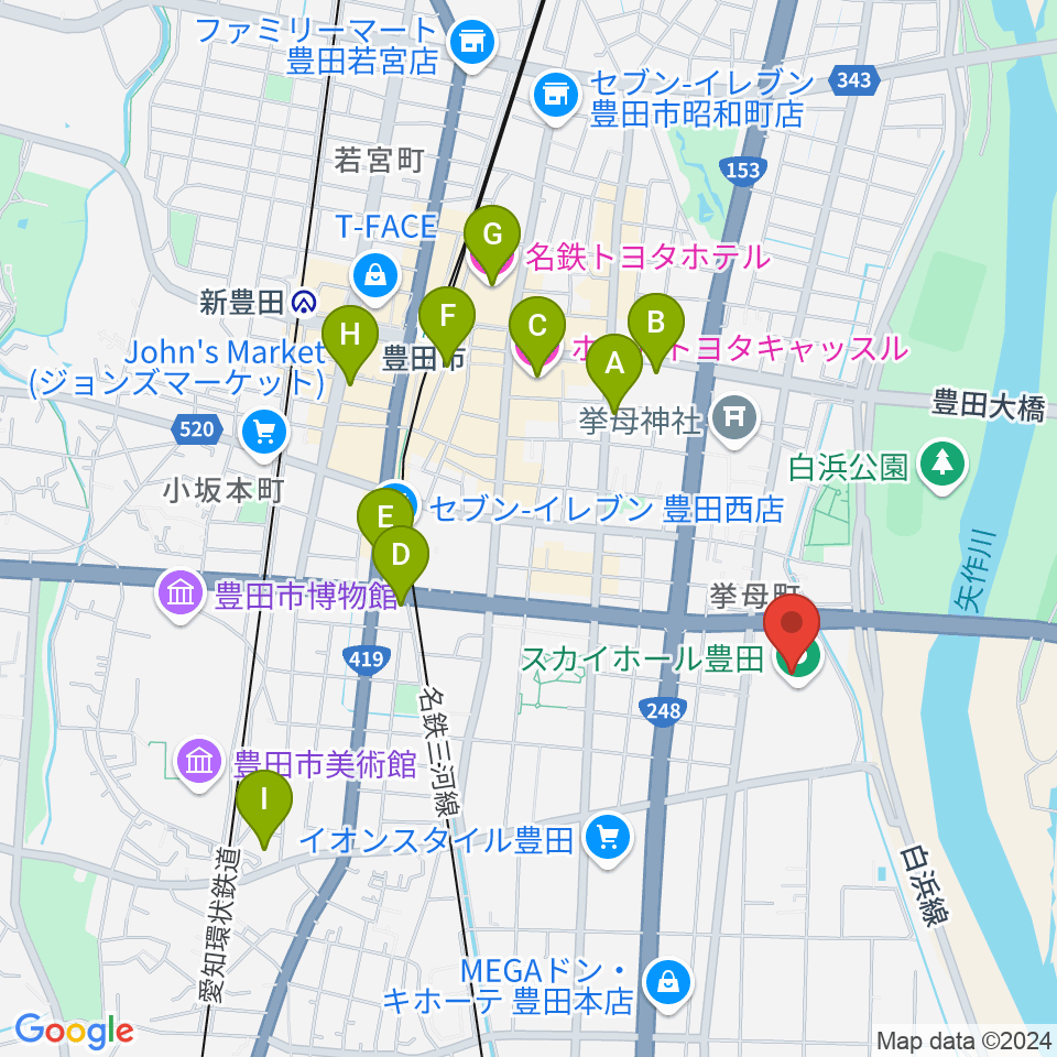 スカイホール豊田周辺のホテル一覧地図