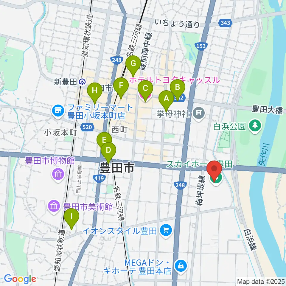 スカイホール豊田周辺のホテル一覧地図