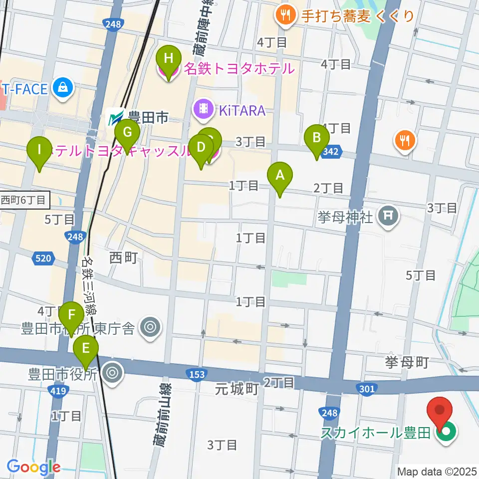 スカイホール豊田周辺のホテル一覧地図