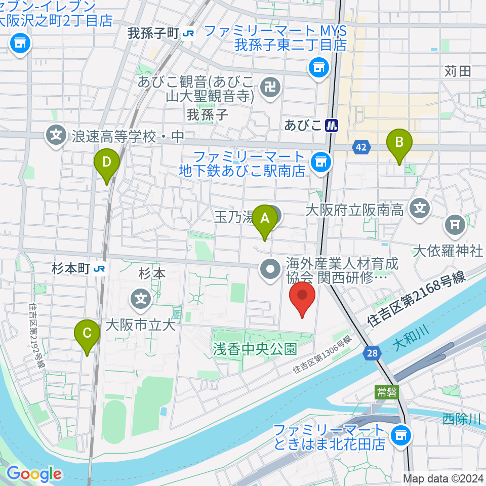 大阪市立住吉スポーツセンター・屋内プール周辺のホテル一覧地図