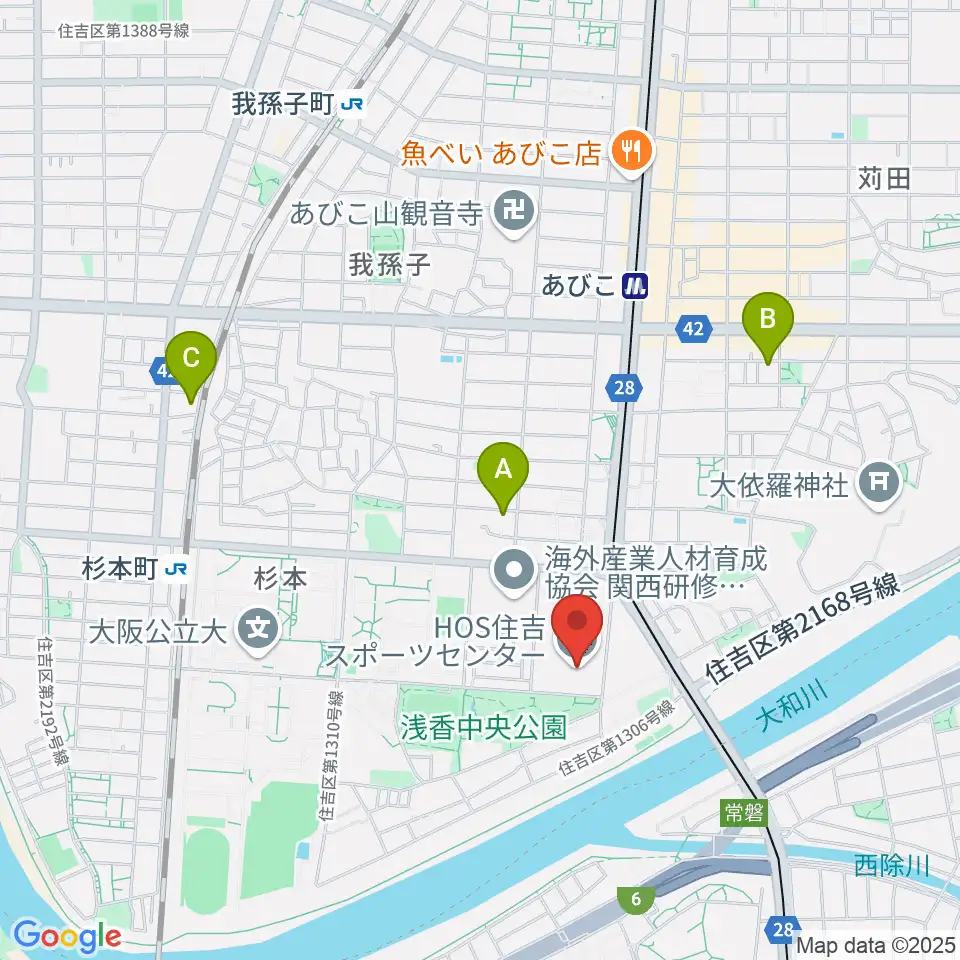 大阪市立住吉スポーツセンター・屋内プール周辺のホテル一覧地図