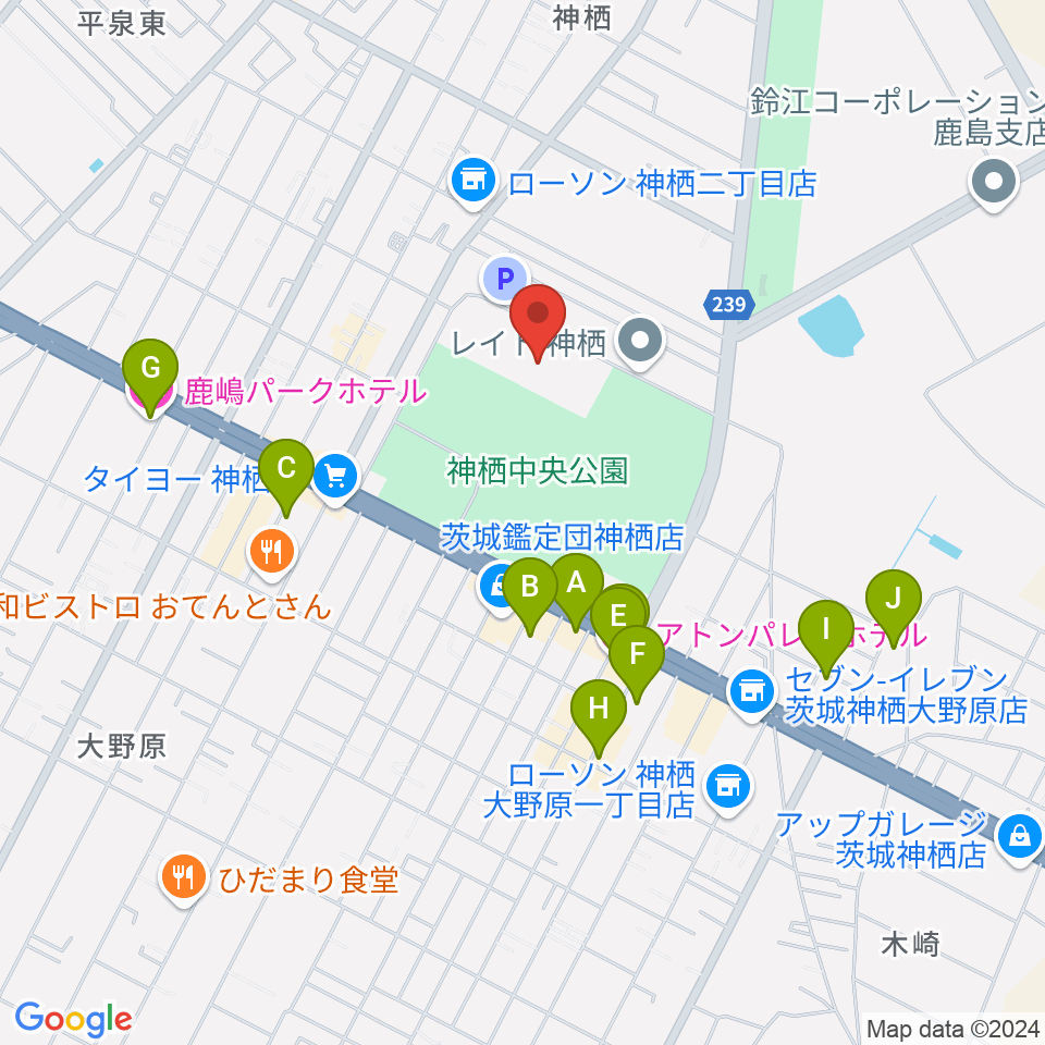 かみす防災アリーナ周辺のホテル一覧地図