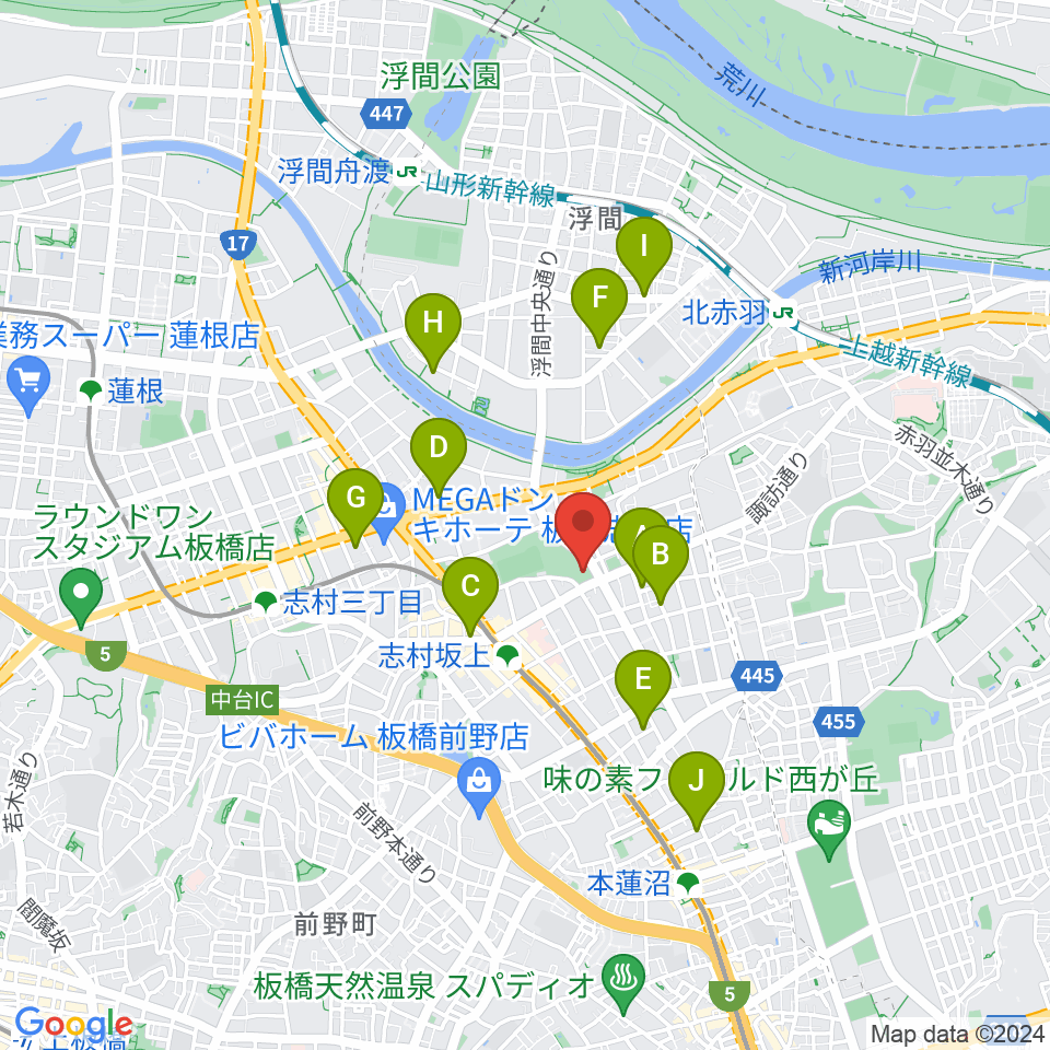 小豆沢体育館周辺のホテル一覧地図