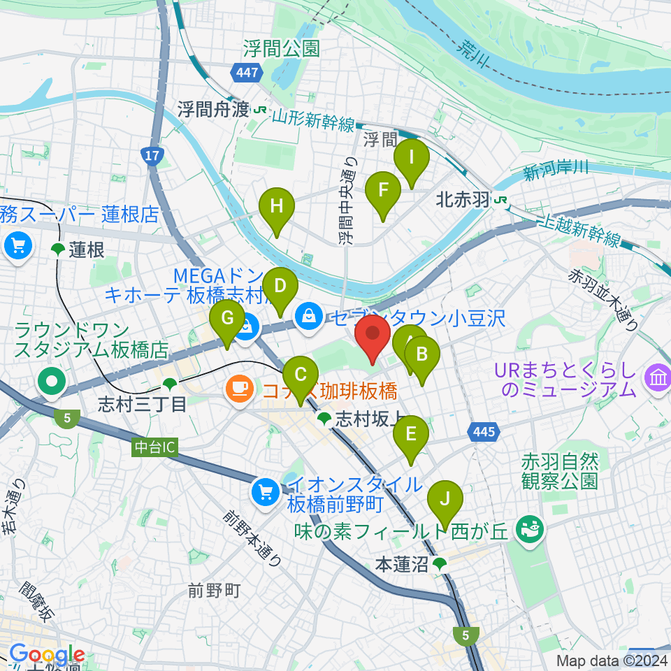 小豆沢体育館周辺のホテル一覧地図