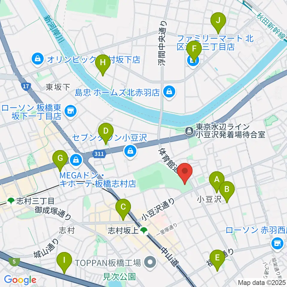 小豆沢体育館周辺のホテル一覧地図