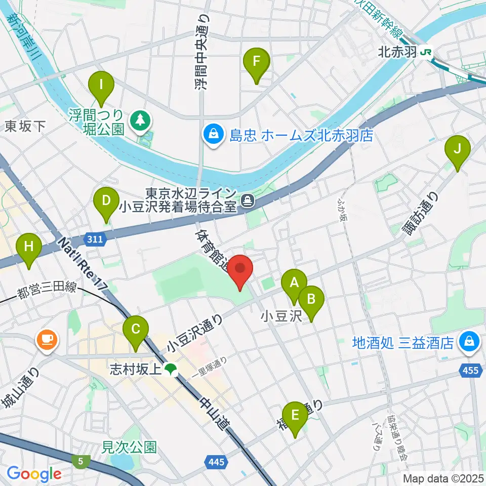 小豆沢体育館周辺のホテル一覧地図