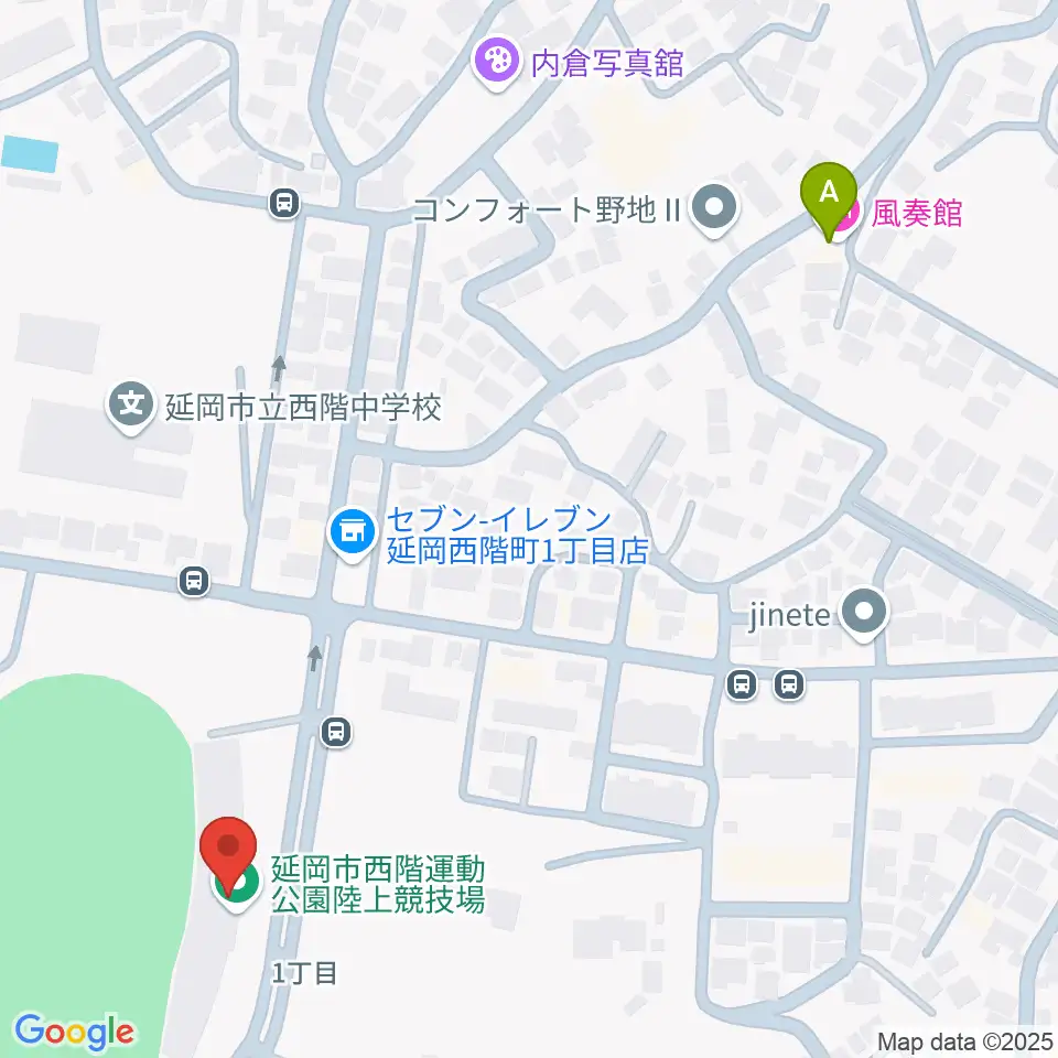 延岡市西階総合運動公園陸上競技場周辺のホテル一覧地図