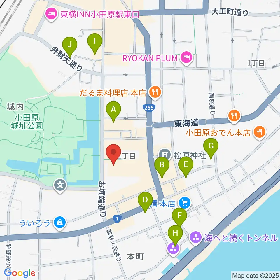 小田原三の丸ホール周辺のホテル一覧地図