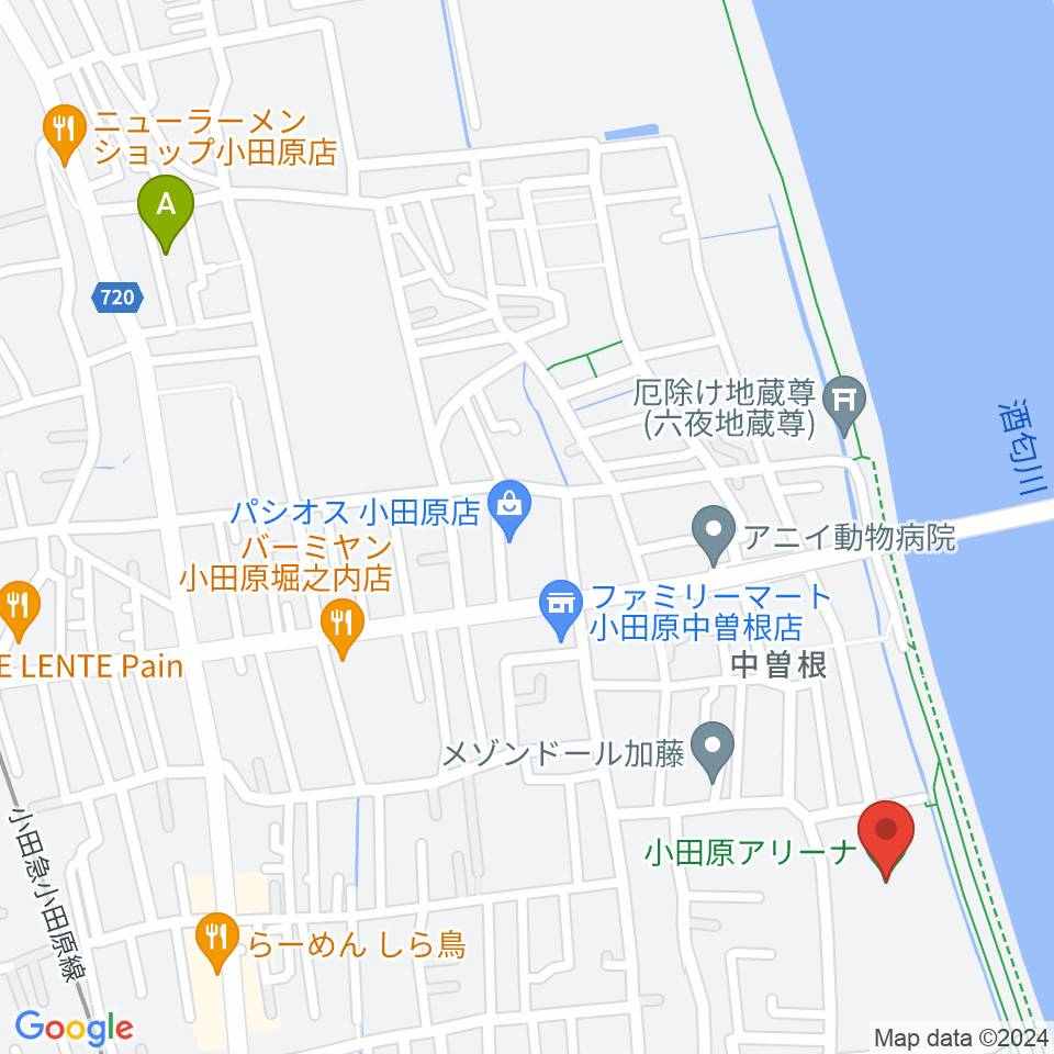 小田原アリーナ周辺のホテル一覧地図