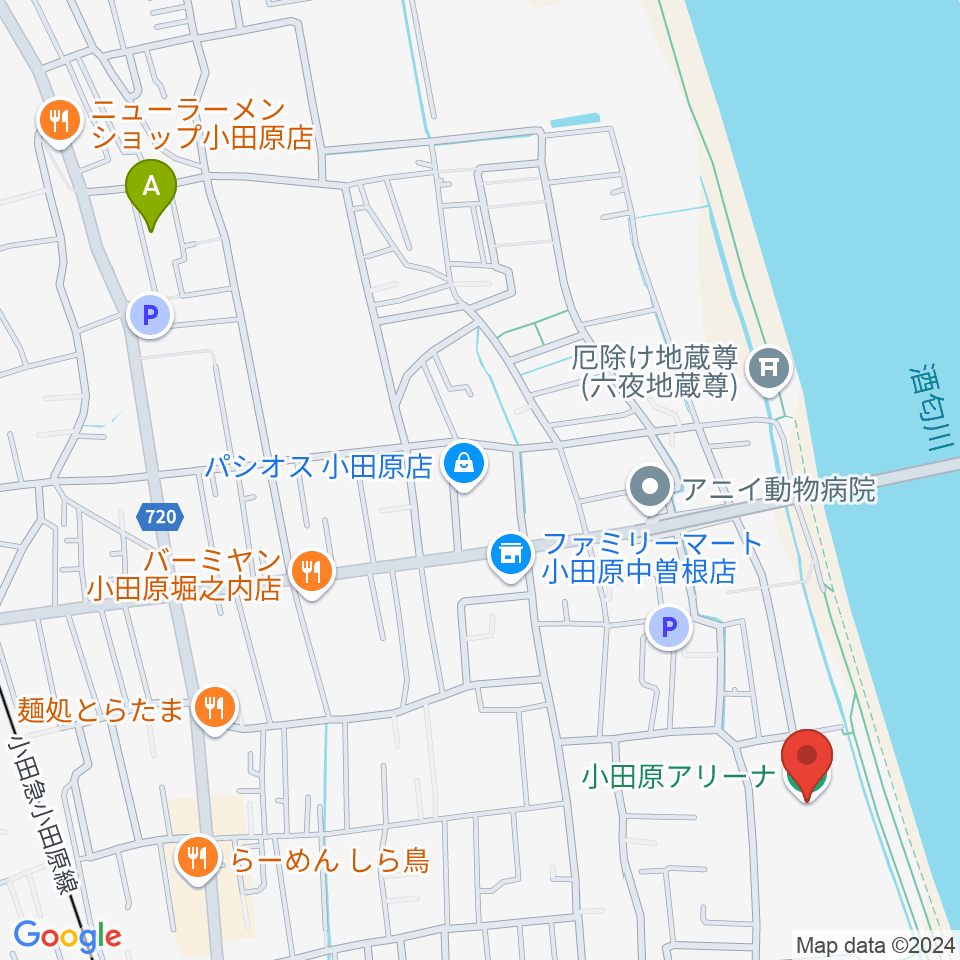 小田原アリーナ周辺のホテル一覧地図