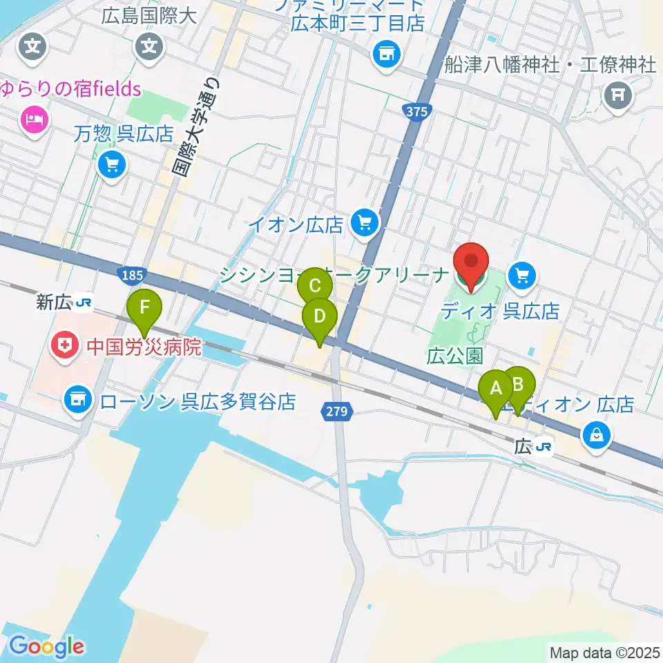 シシンヨーオークアリーナ周辺のホテル一覧地図