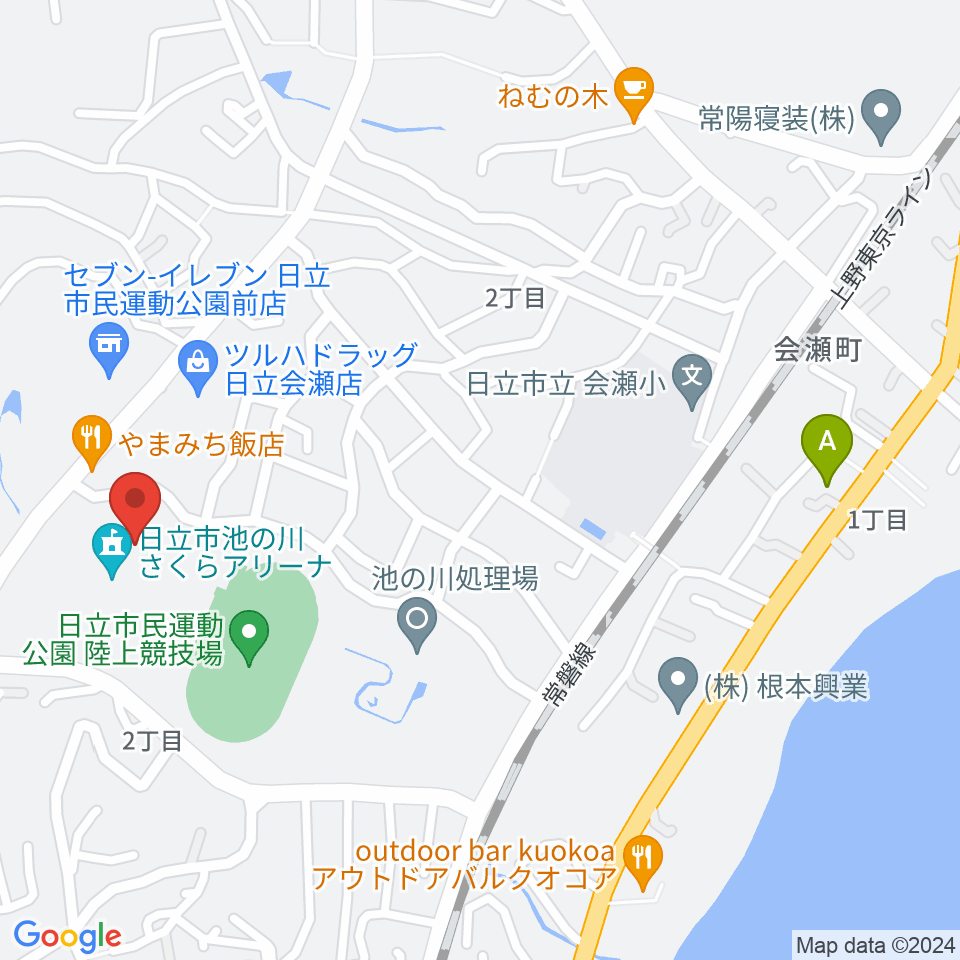 日立市池の川さくらアリーナ周辺のホテル一覧地図