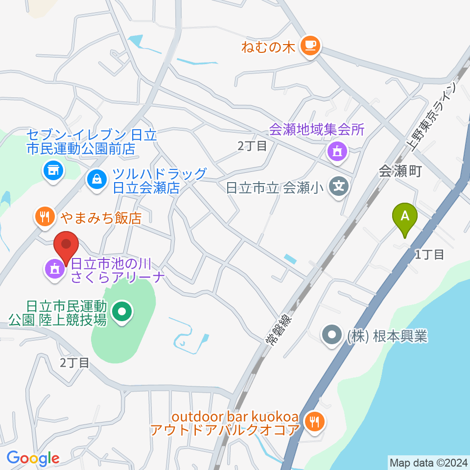 日立市池の川さくらアリーナ周辺のホテル一覧地図