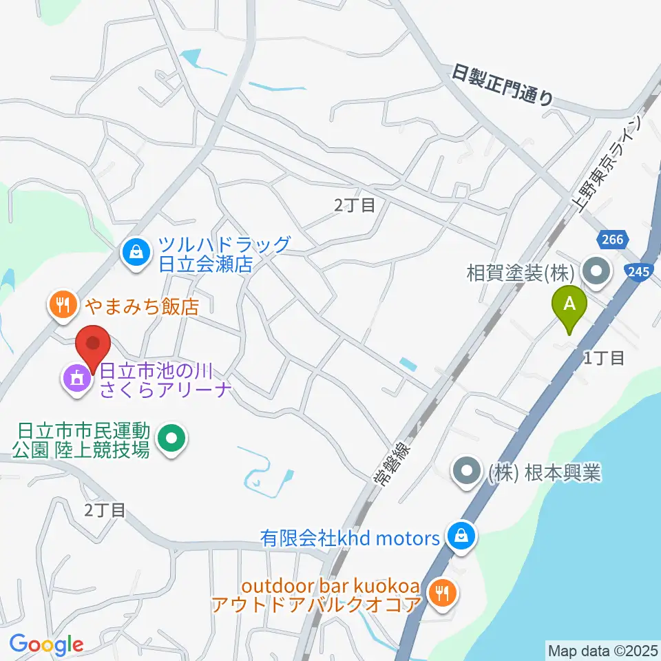 日立市池の川さくらアリーナ周辺のホテル一覧地図