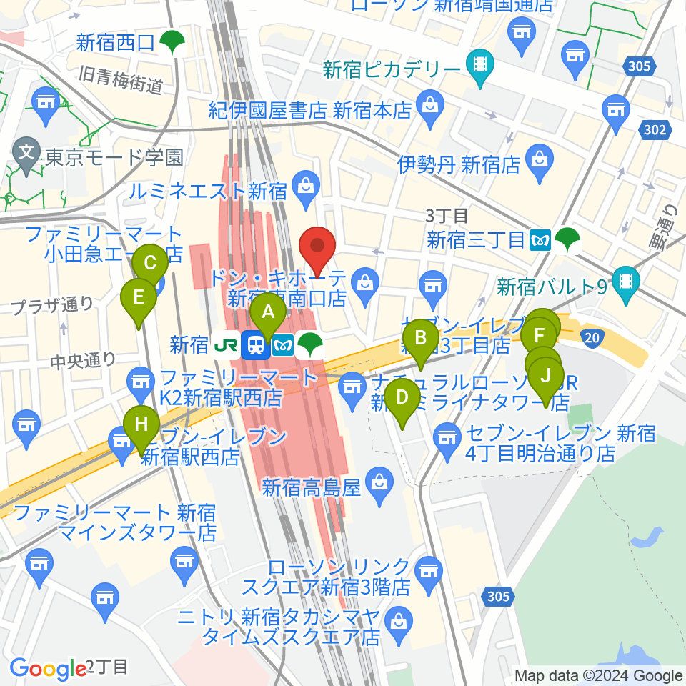 新宿シネマカリテ周辺のホテル一覧地図