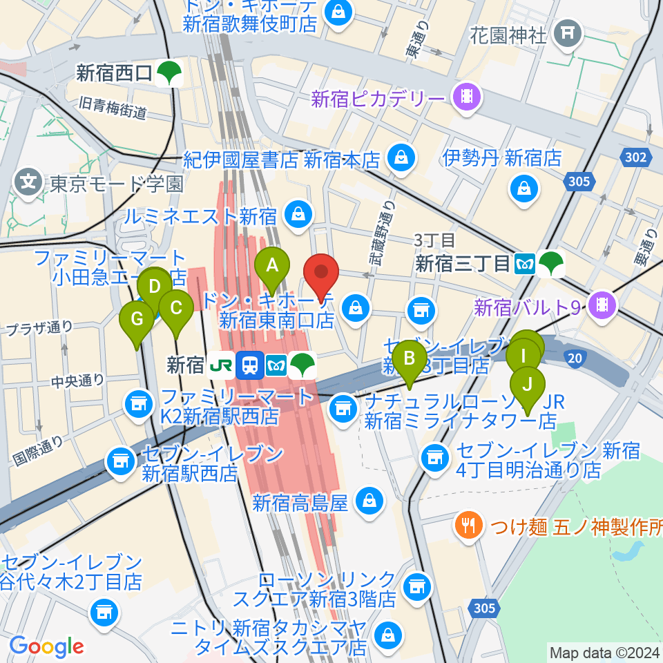 新宿シネマカリテ周辺のホテル一覧地図