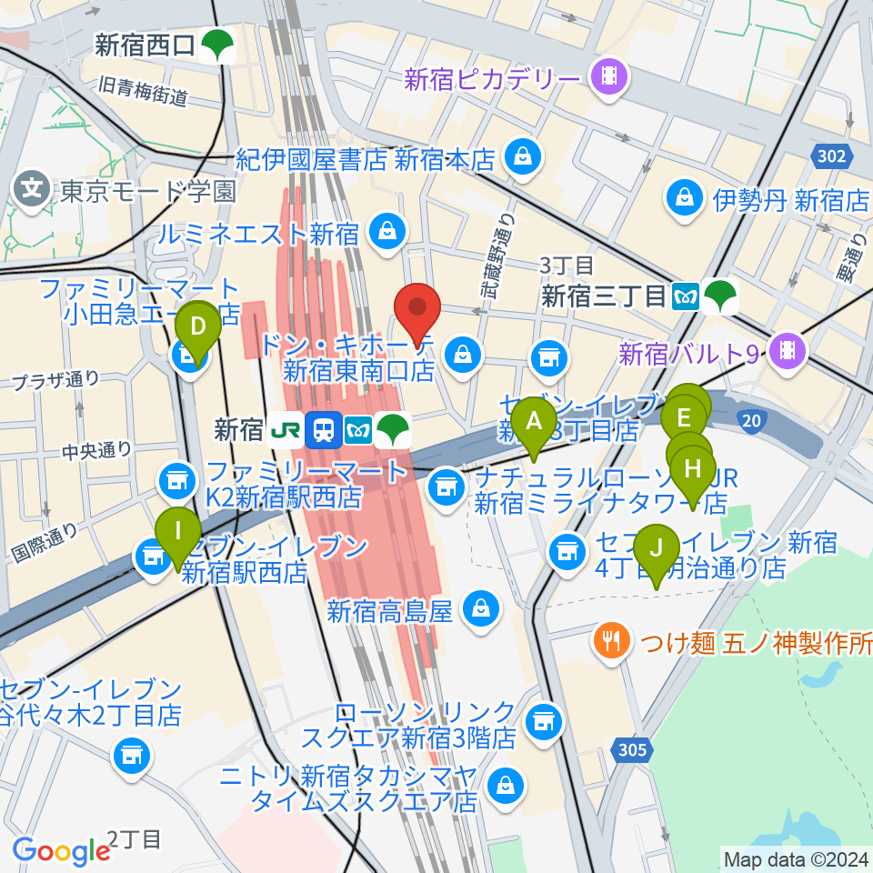 新宿シネマカリテ周辺のホテル一覧地図