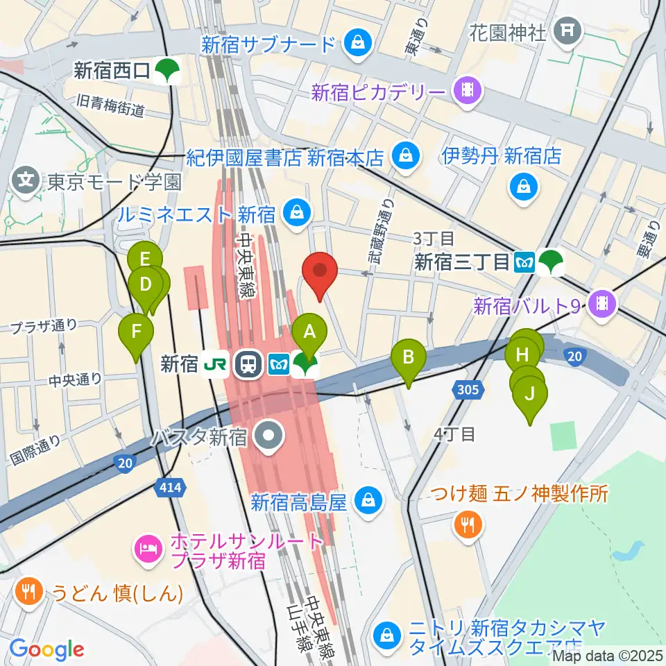 新宿シネマカリテ周辺のホテル一覧地図
