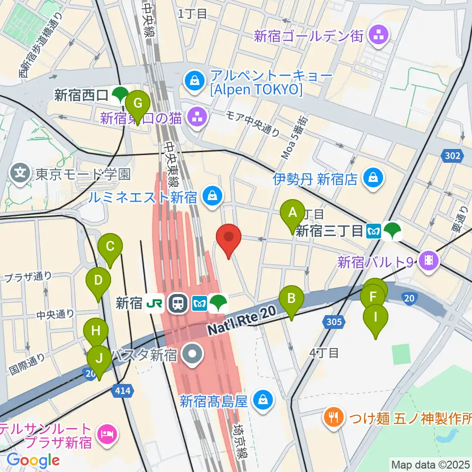新宿シネマカリテ周辺のホテル一覧地図