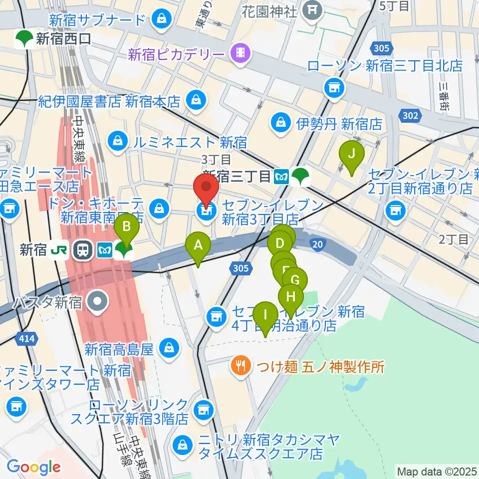 ユニオンレコード新宿周辺のホテル一覧地図