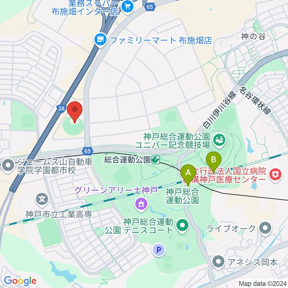 G7スタジアム神戸周辺のホテル一覧地図