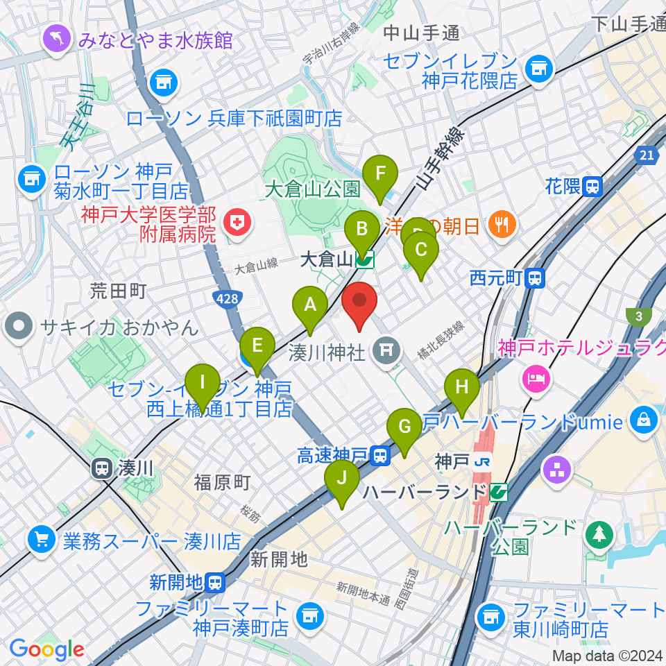 神戸市立中央体育館周辺のホテル一覧地図