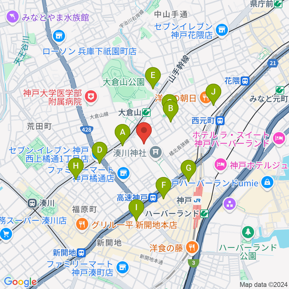 神戸市立中央体育館周辺のホテル一覧地図