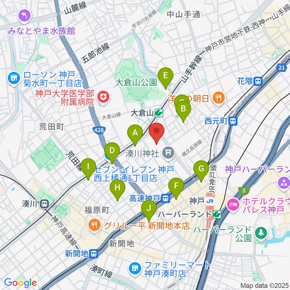 神戸市立中央体育館周辺のホテル一覧地図