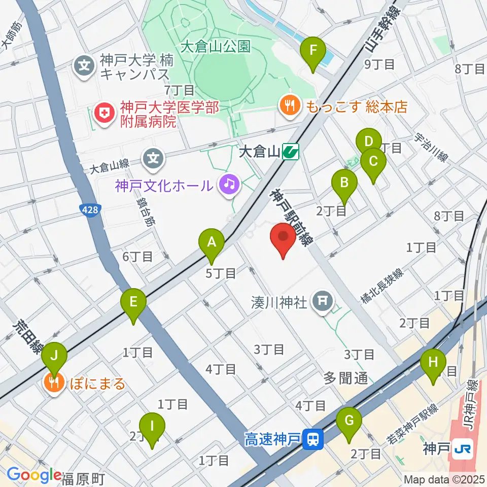 神戸市立中央体育館周辺のホテル一覧地図