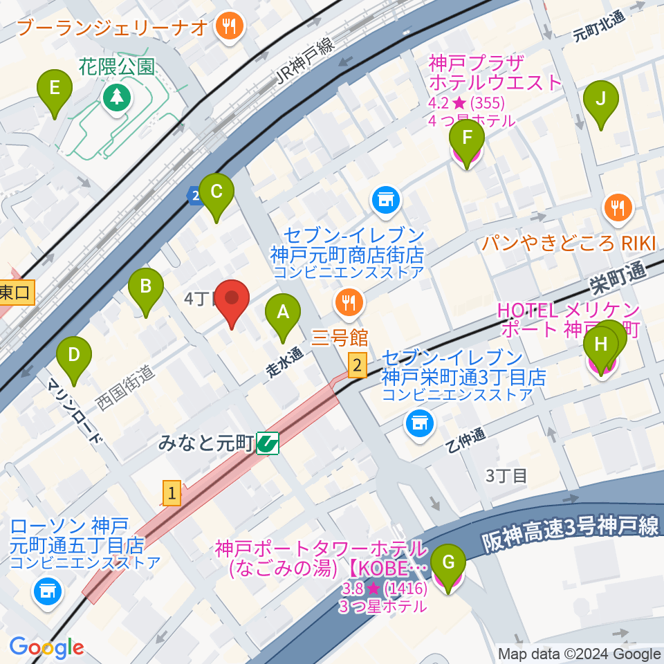 元町映画館周辺のホテル一覧地図