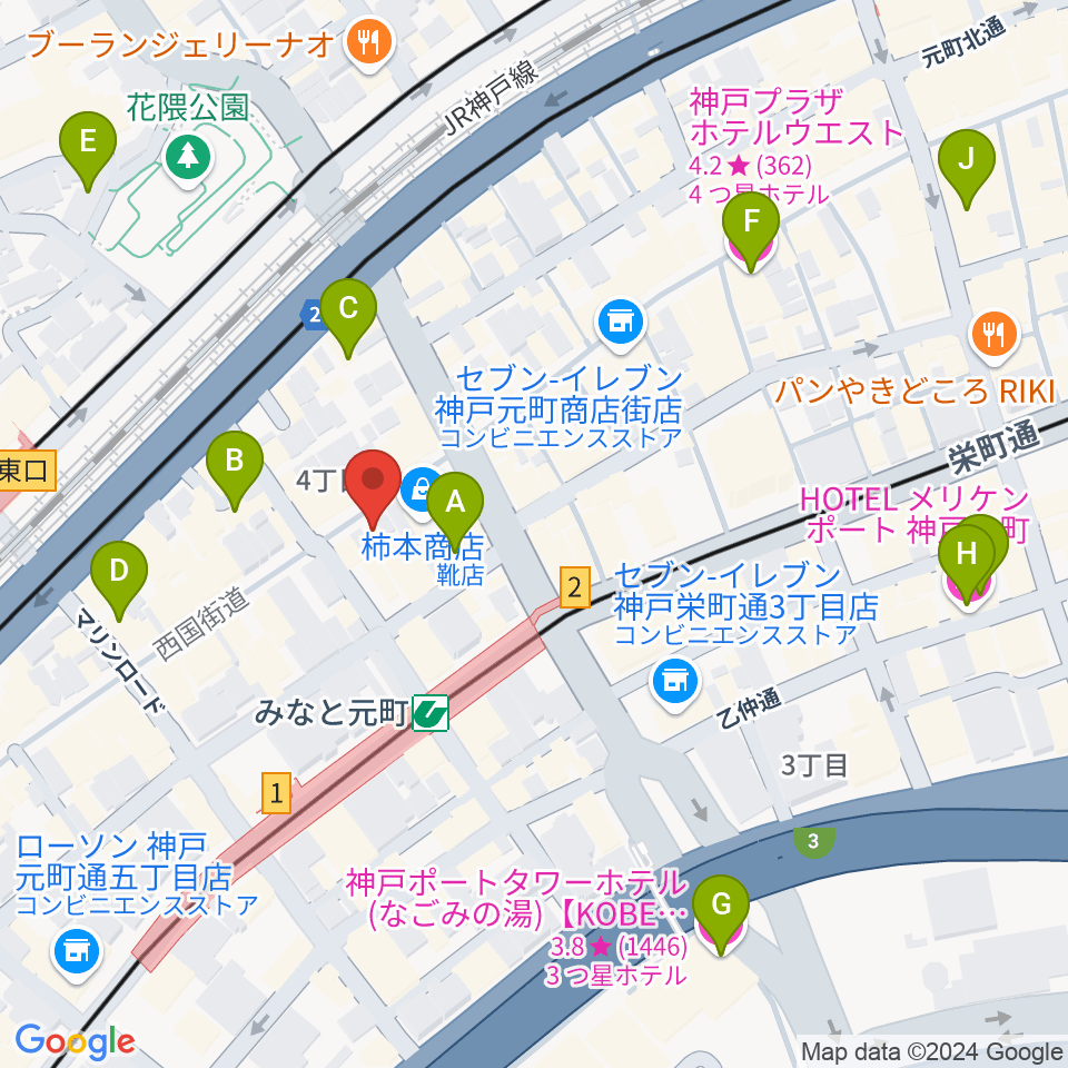 元町映画館周辺のホテル一覧地図