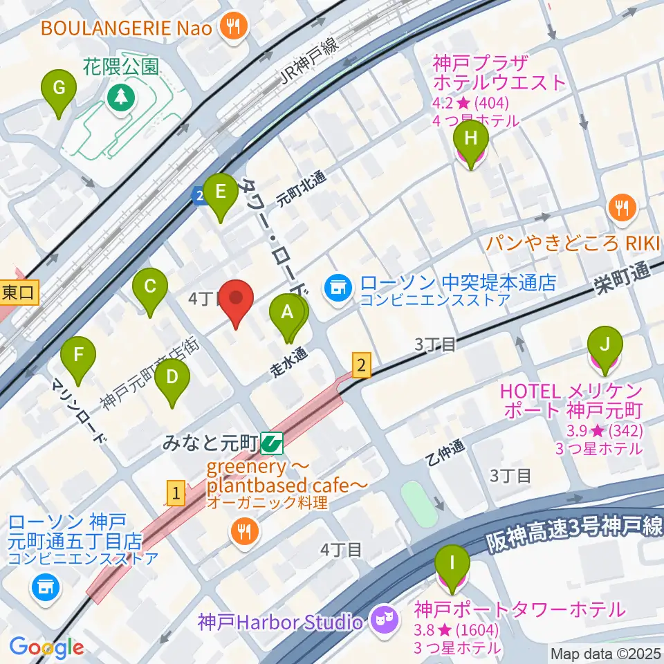 元町映画館周辺のホテル一覧地図