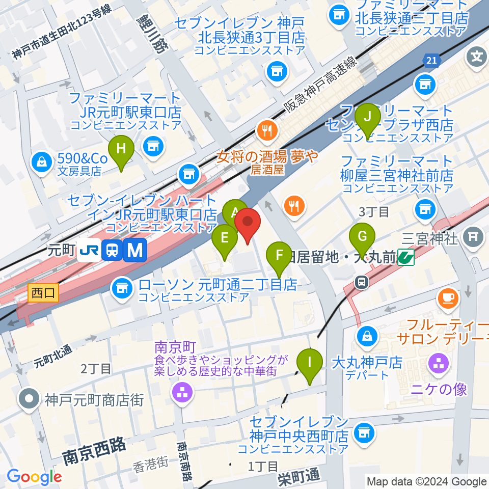 りずむぼっくす神戸元町店周辺のホテル一覧地図