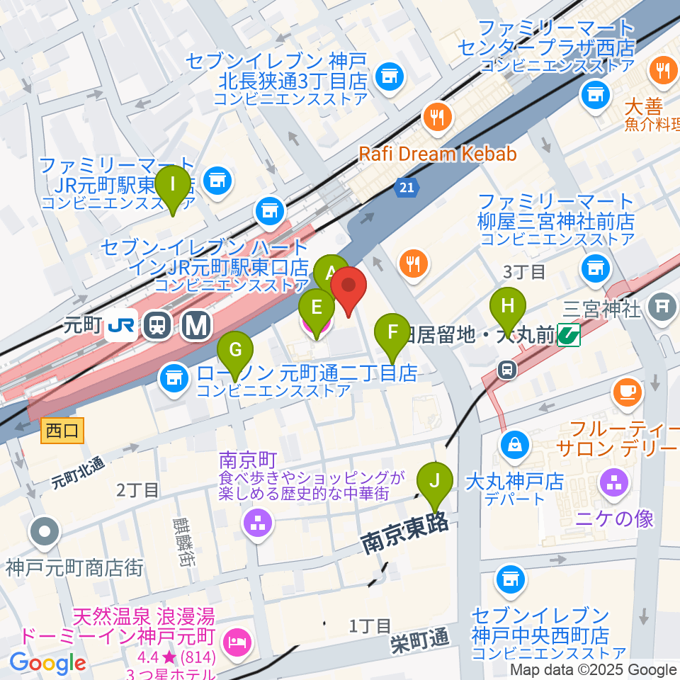 りずむぼっくす神戸元町店周辺のホテル一覧地図