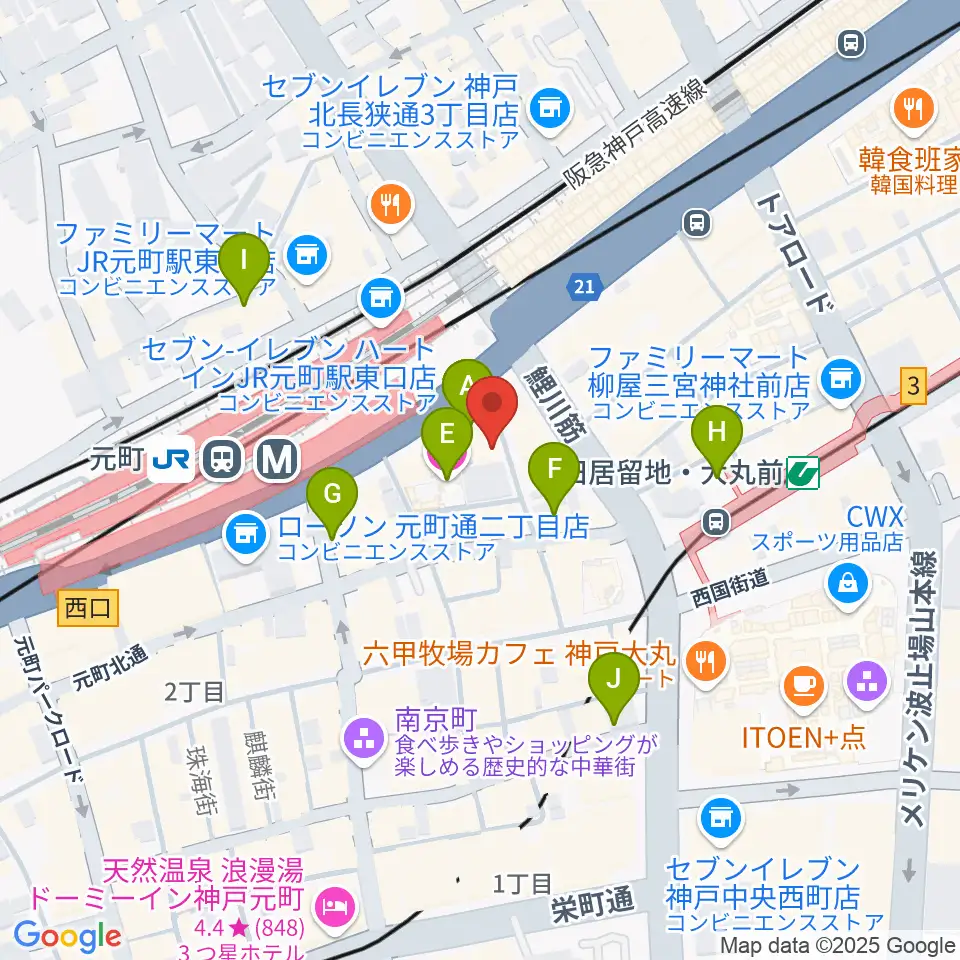 りずむぼっくす神戸元町店周辺のホテル一覧地図