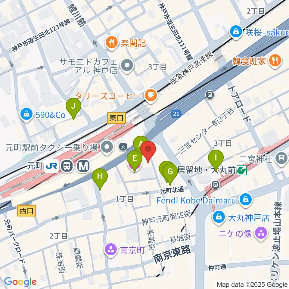 りずむぼっくす神戸元町店周辺のホテル一覧地図